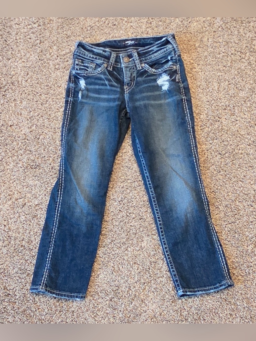 Women’s Silver Suki Capri Western Glove Works Jeans Size 26/22.5